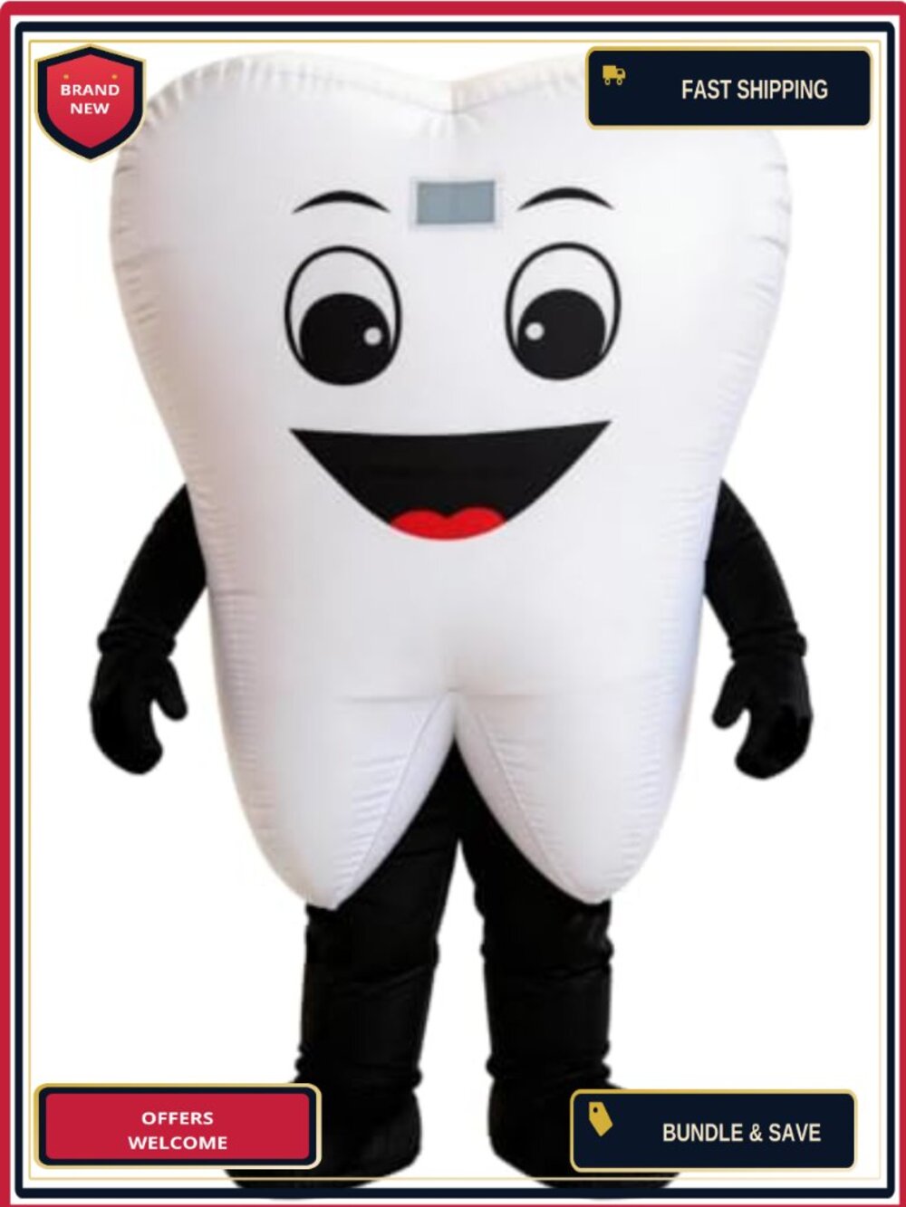Inflatable Tooth Mascot Costume Adult Unisex Polyester Dental Event Suit